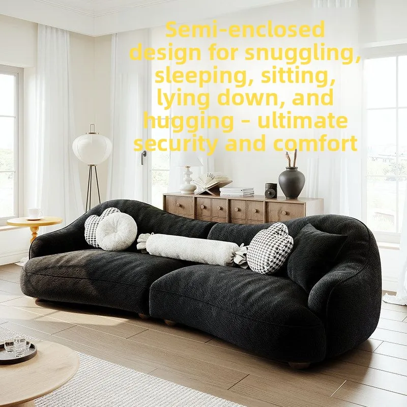 Neil fabric sofa French cream style, large and small apartment, short feet, straight row multi-person 2025 new model