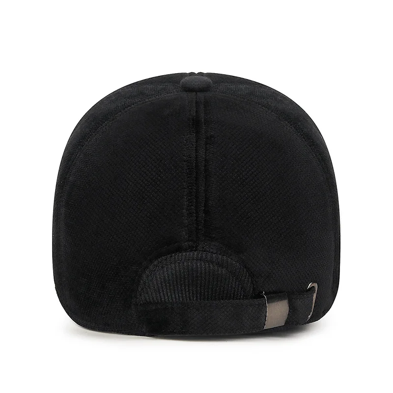 New Minimalist Letter Dad Cotton Hat Middle Aged Elderly Thickened Warm Fleece-Lined Outdoor Windproof Earmuff Baseball Cap