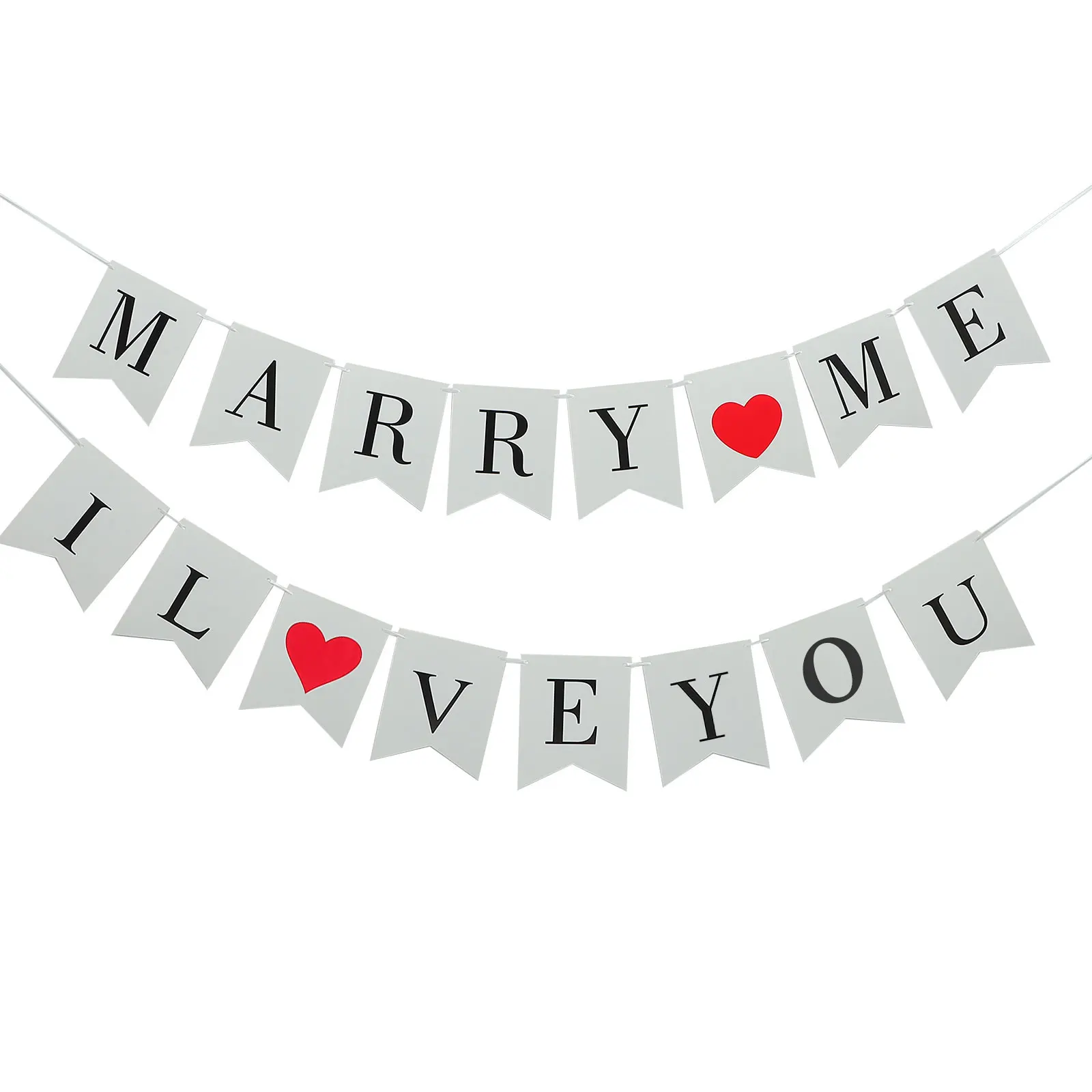

2 pcs Fish Tail Pull Flags for Wedding Proposal Party Decorations Hanging Banners Creative Practical Lightweight