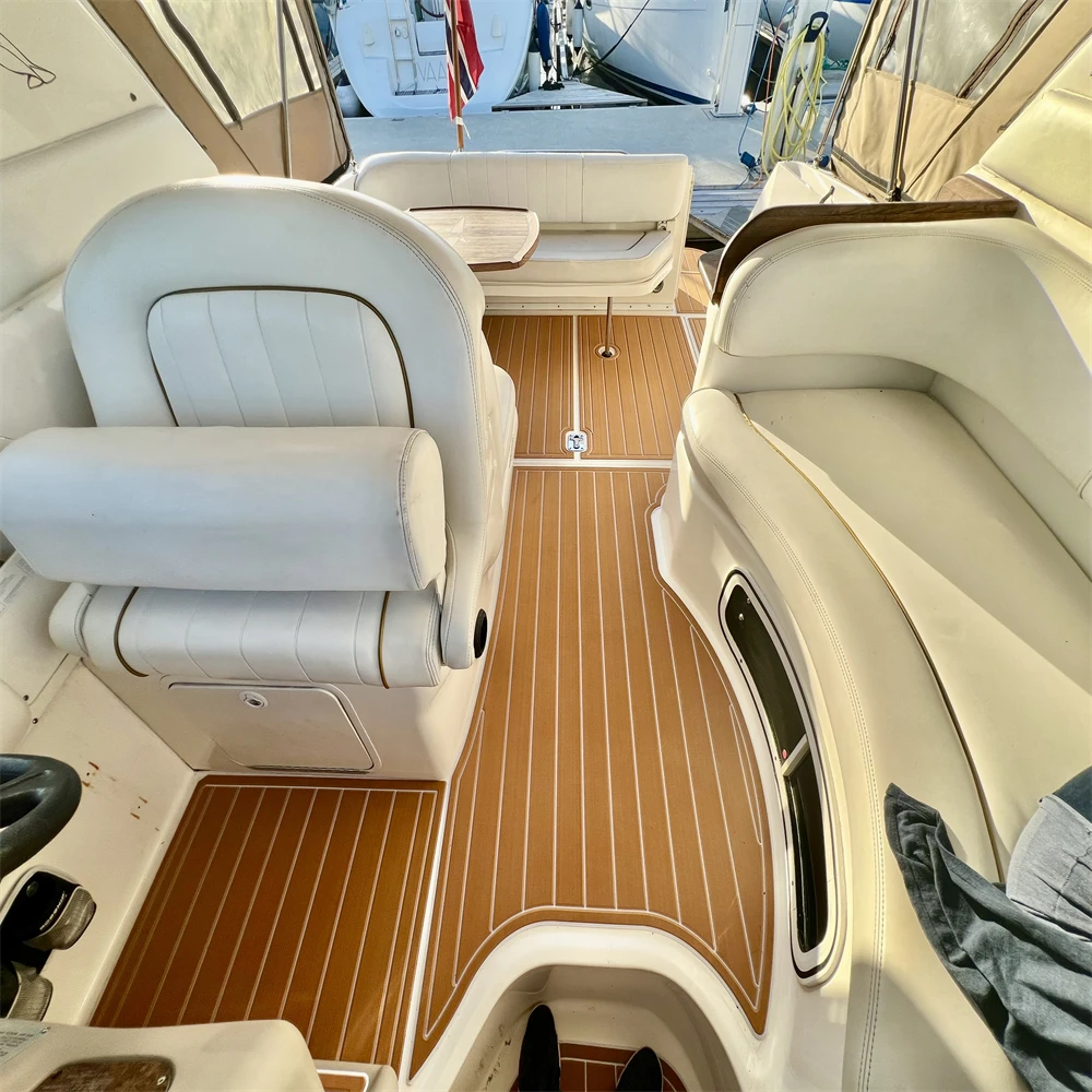 1997-2001 Sea Ray Sundancer 290 منصة السباحة قمرة القيادة وسادة قارب إيفا خشب الساج الطابق SeaDek MarineMat نمط ذاتية اللصق