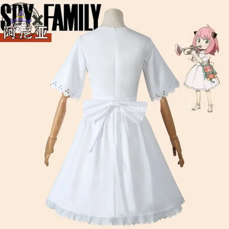 Spy X Family – Costume de Cosplay Anya Forger pour adultes et enfants, ensemble de jeu de rôle de fête d'halloween, robe blanche, perruque de coiffure, usage quotidien