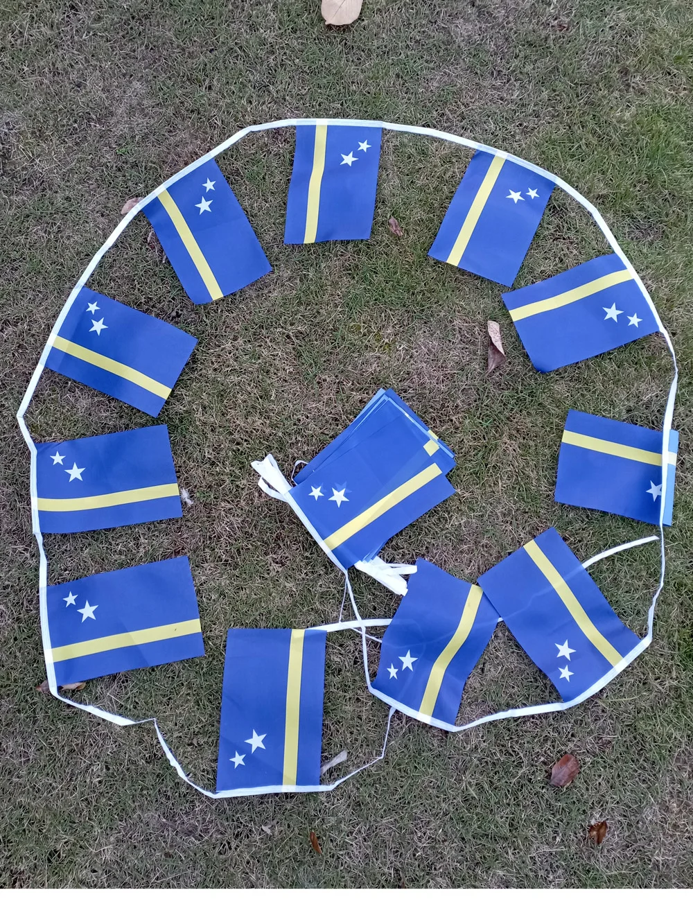 Aerlxemrbrae 20pcs/lot Curacao Bunting Flags 14x21cm String Banner Kingdom of the Netherlands Caribbean Island
