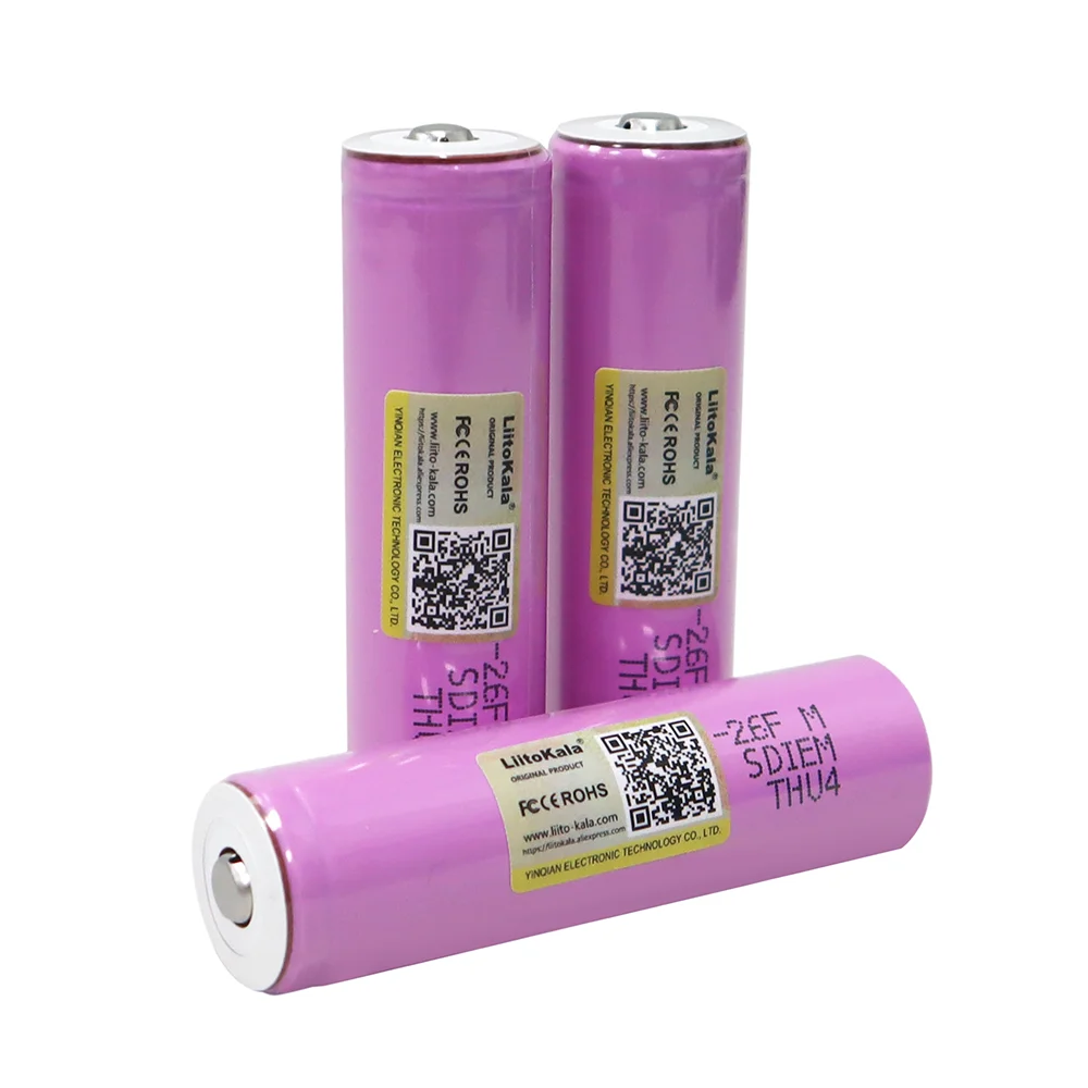 LiitoKala 3,7 V 2600 mAh 18650 bateria ICR18650-26FM akumulatory litowo-jonowe do latarki + spiczasta końcówka (bez płytki drukowanej)