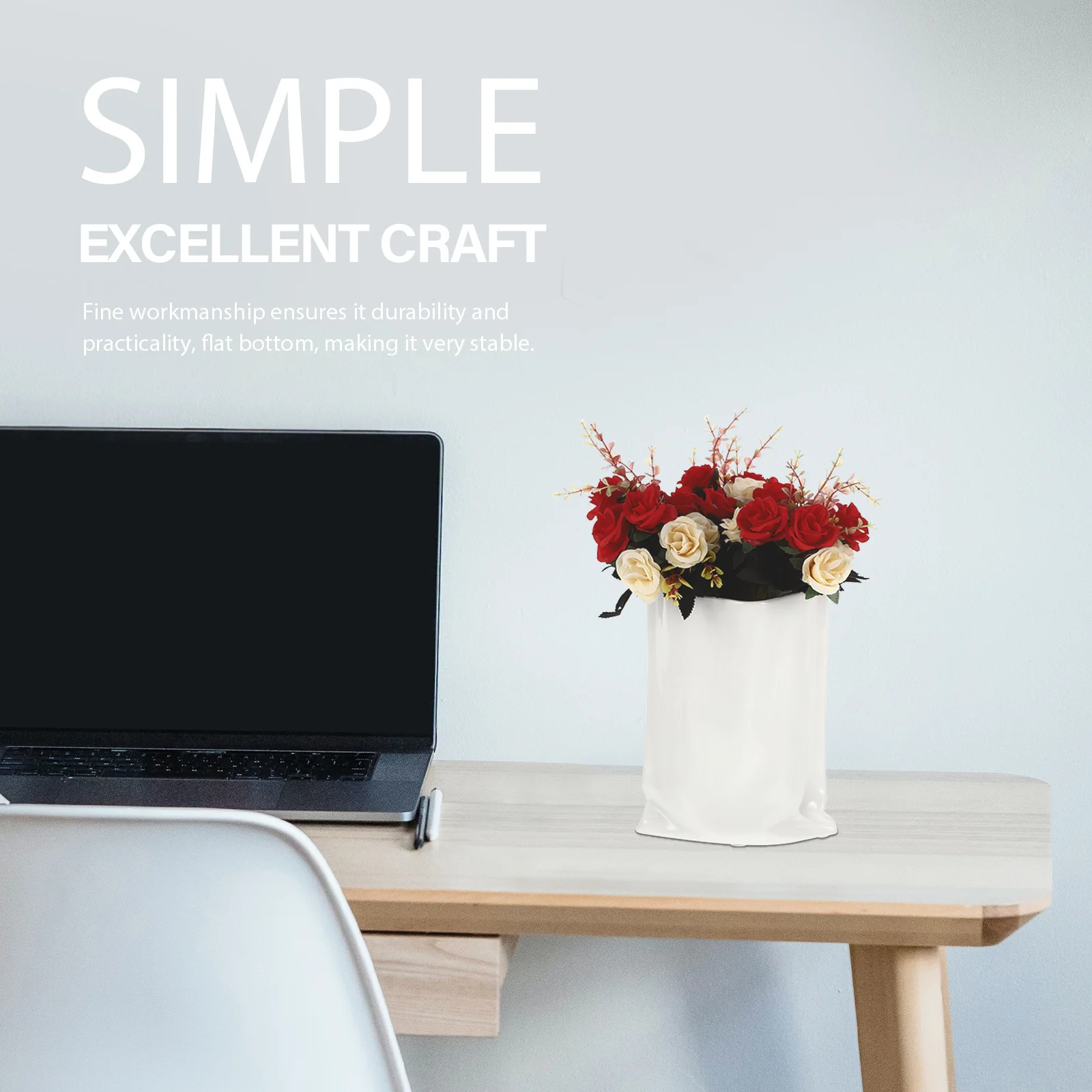 

Simple Vase Container High Class Material Stable Base Beautiful Adornment Flower Arrangement Ceramics Craft Vase