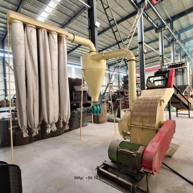 

Complete Set of Automatic Feeding Wood Chippers with Fan Dust Collector Conveyor Bamboo Stems Round Logs Tree Stumps Crusher