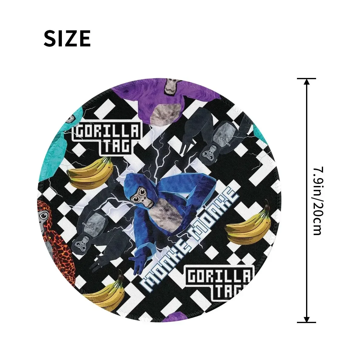 Gorilla Tag VR Gamer Merch Pixel Monke Round Mouse Pad Computer Keyboard Mouse Mat Gaming PC Desk Mat Office Accessories Table