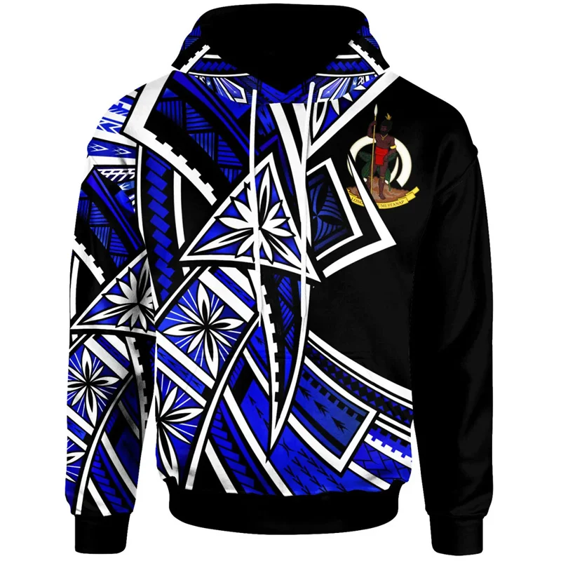 3D Epi Seal Of Vanuatu Polynesian Patterns Print Hoodies For Men Vanuatu Coat Of Arms Graphic Hooded Hoody Top Pullovers Clothes