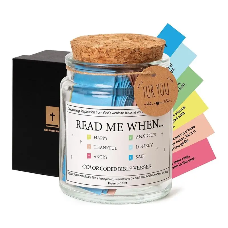 ABWZ-Bible Verses In A Jar,Read Me When Bible Verses Jar For Emotions And Feelings,Glass Scripture Prayer Jar With Coloring