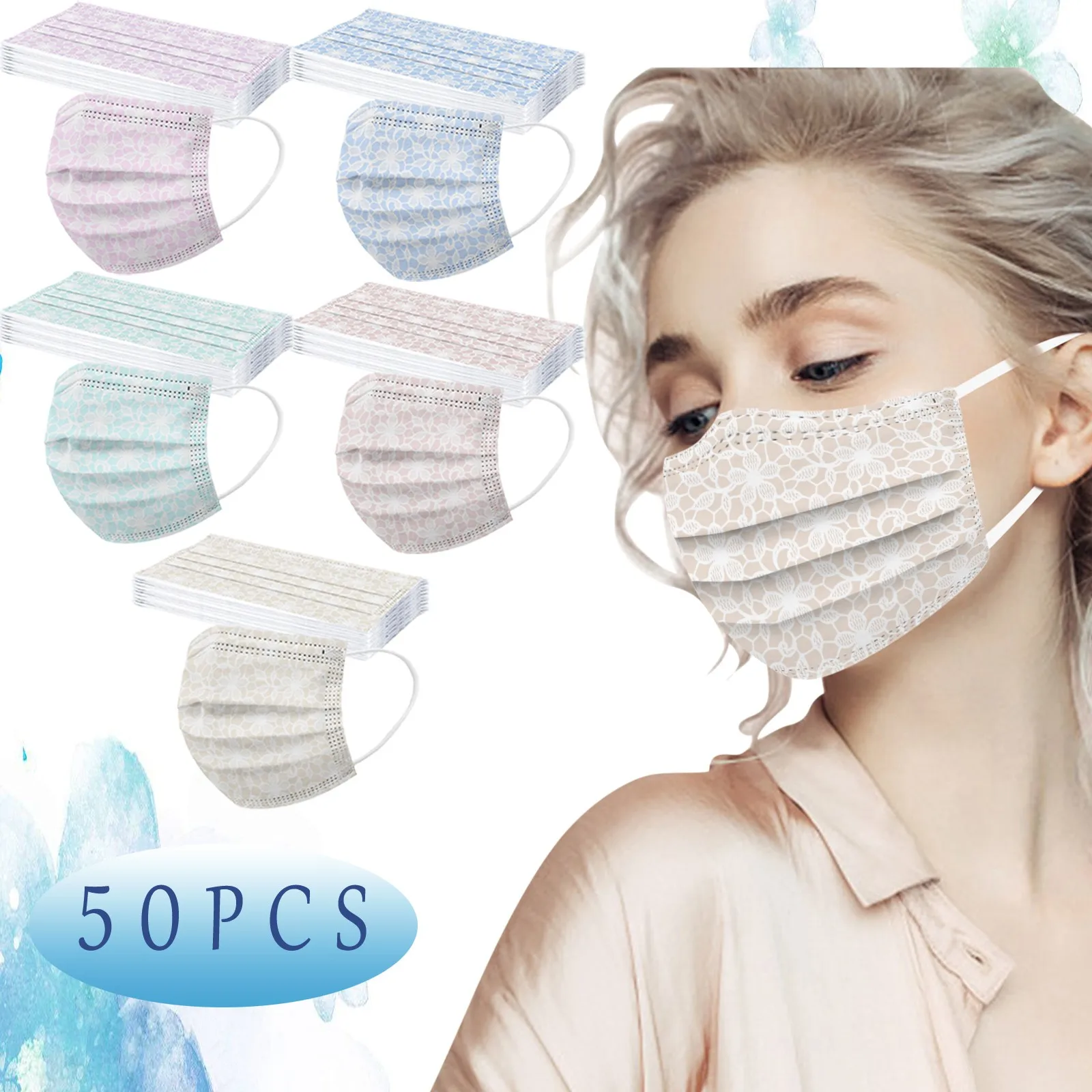 Adult'S Mask Disposable Face Mask Industrial 3-Layer Face  Mascarilla Para Polvo Cubre Bocas Desechables Disposable Mouths Cover