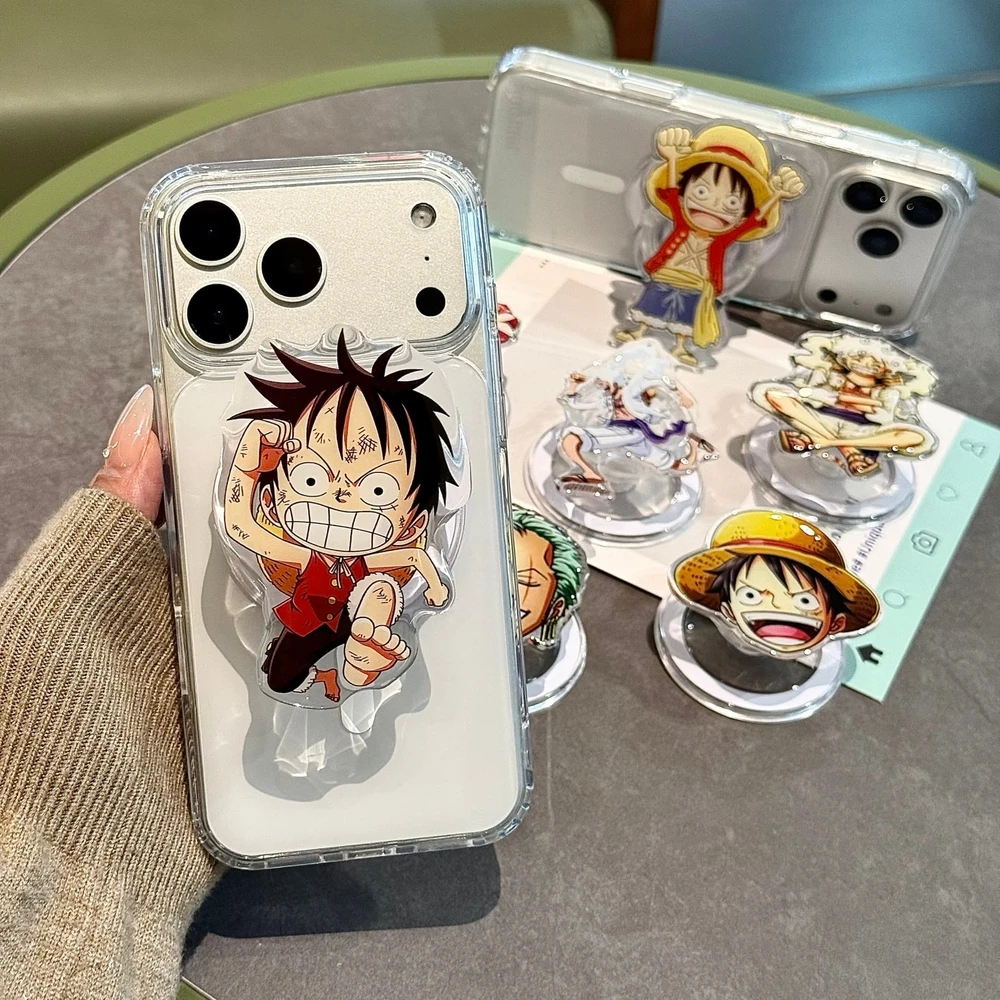 For Magsafe Magnetic Phone Grip Tok Stand For iPhone Samsung Foldable One Piece Luffy Roronoa Zoro Wireless Charging Holder