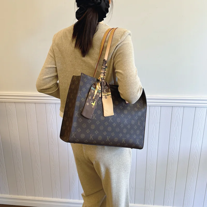 

Просторная сумка-тоут с винтажным принтом для женщин, большая вместительная сумка через плечо, модная сумка через плечо в стиле ретро ​