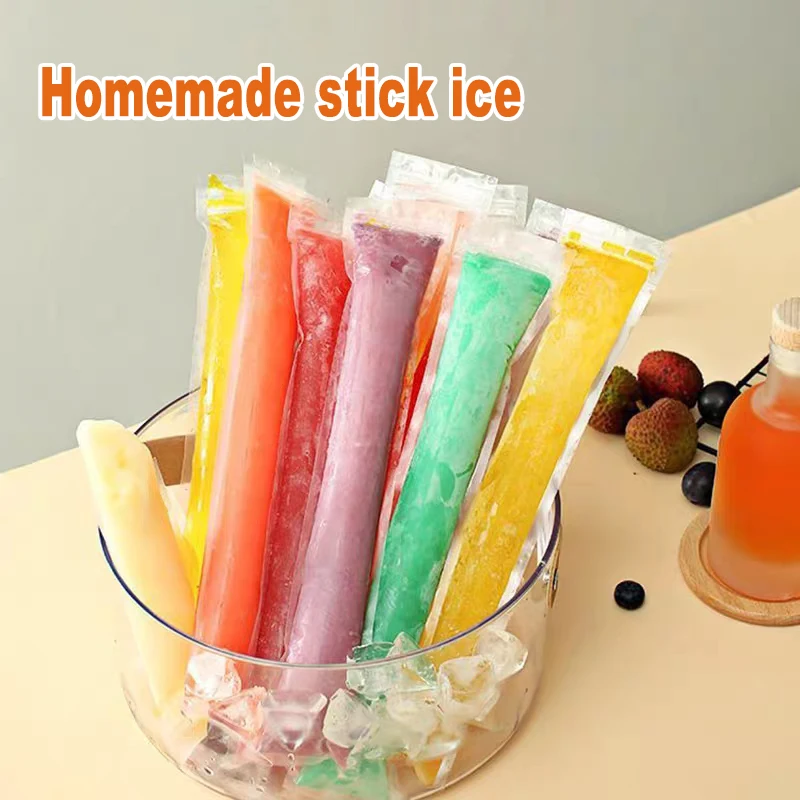 Disposable Ice Popsicle Bag Ice Pop Mold Bags Ice Cream Sticks Freezer Tubes With Silicone Funnel For Fruit Yogurt Smoothies Bag