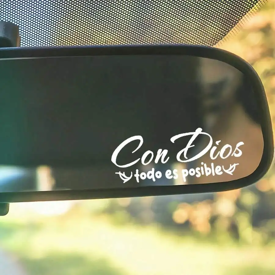 2D Flat With God All Things Are Possible Rearview Mirror Sticker, Christian Vinyl Decal For Car Glass Religious Gift