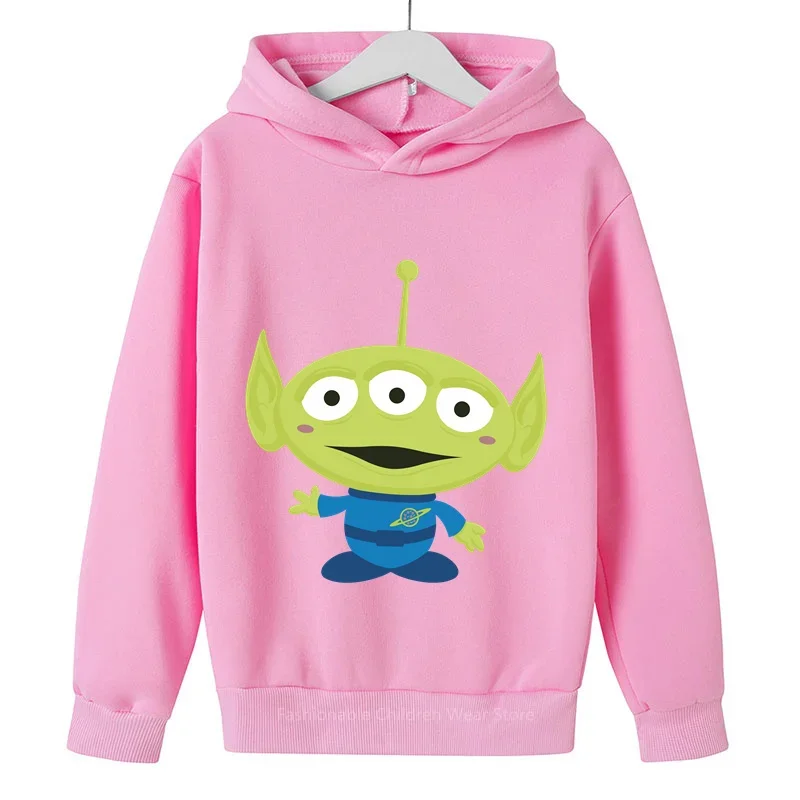 2024 New Three-Eyed Alien Cartoon Print Hoodie for Kids - Stylish Autumn Outdoor Wear for Boys & Girls - Ideal for Ages 3 to 14