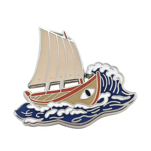 Ancient Greek Sailboat Enamel Pin Mythological Ship with Evil Eye Brooch Vintage Ocean Wave Sailing Boat Badges Lapel Pins Gift