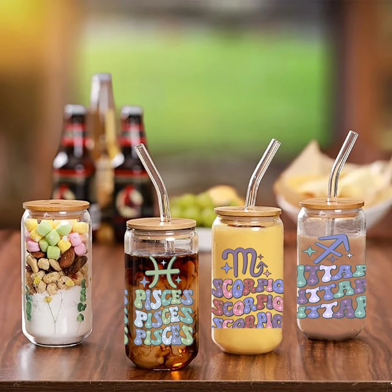 Zodiac signs 16oz UV DTF Sticker waterproof Party DIY Decals 3D transfers uvdtf tumbler seal stickers 16oz uv dtf cup wraps