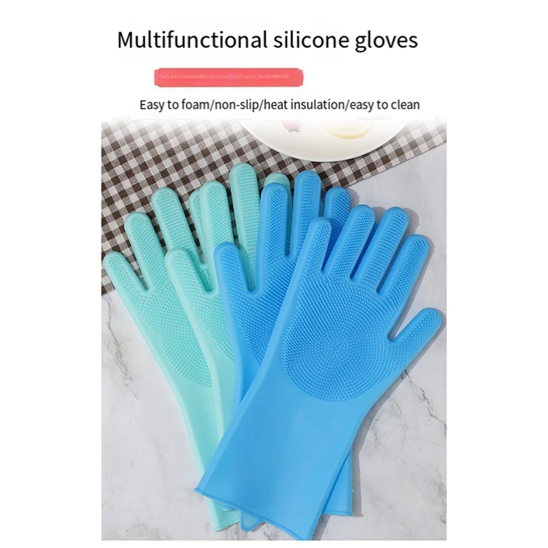 10PCS Washing Cleaning Gloves Convex Point Silicone Multi Purpose Gloves For Pet Cleaning Kitchen Washing Tools