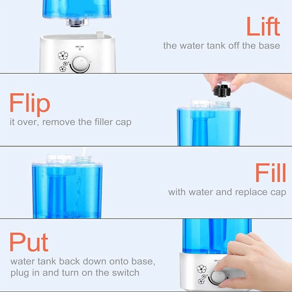 2リットルの小型空気加湿器,サイレントコールドミストジェネレーター,寝室,リビングルームのプラグに適しています