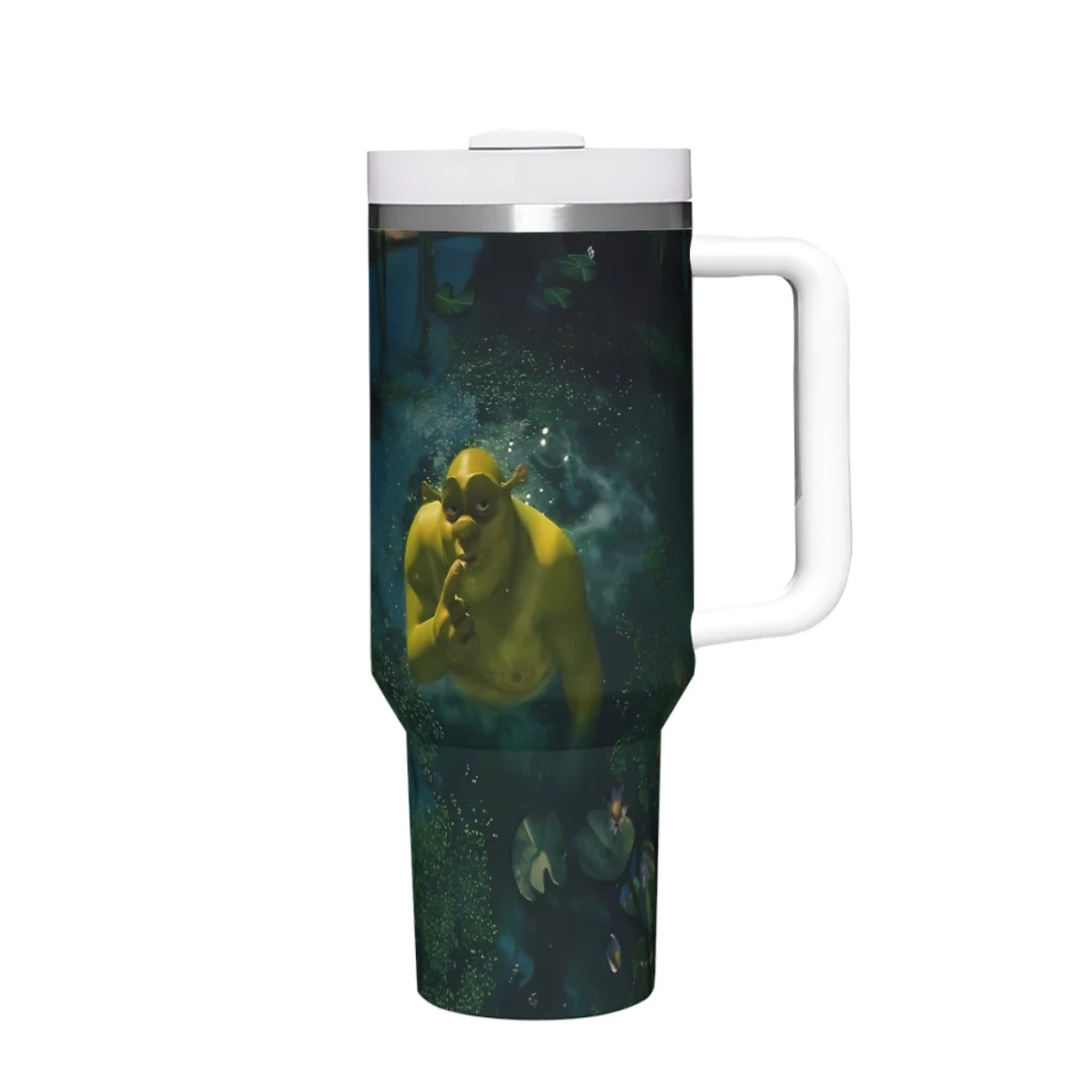 

Shrek in Swamp 40 Oz Ultimate Tumbler with Handle and Straw Vacuum Insulated Tumbler with Straw and LidStainless SteelTravel Mug