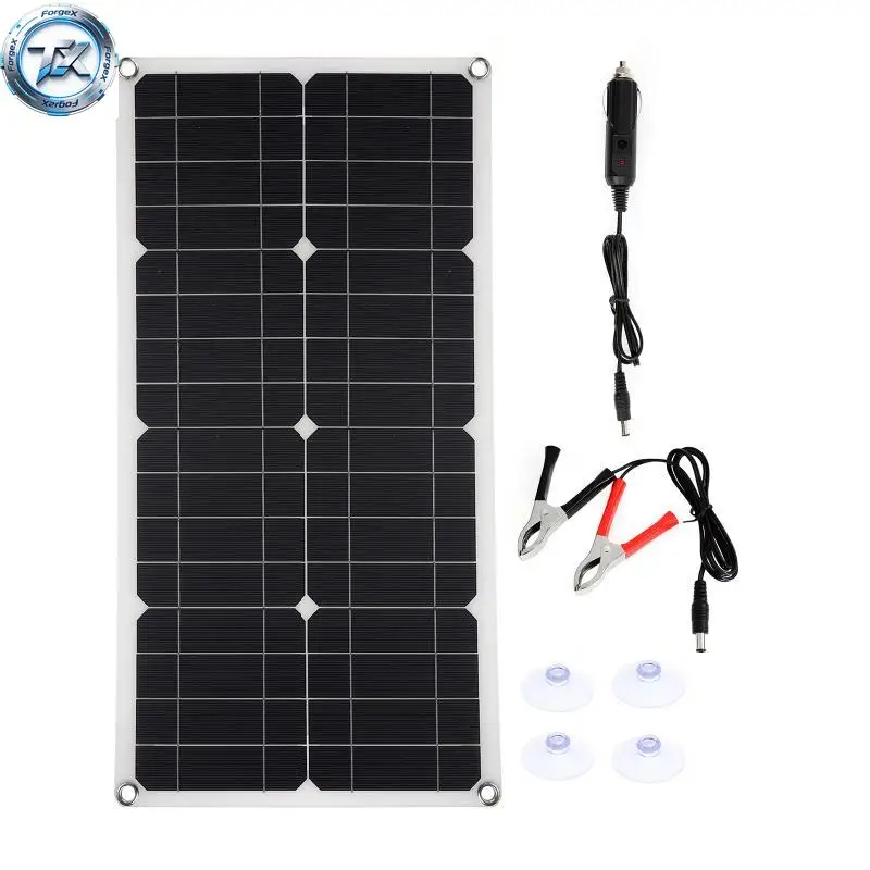 

【Multi-functional】100W 18V Flexible Solar Panel Dual USB Monocrystalline Charging Board System for Outdoor Traveling Camping Car