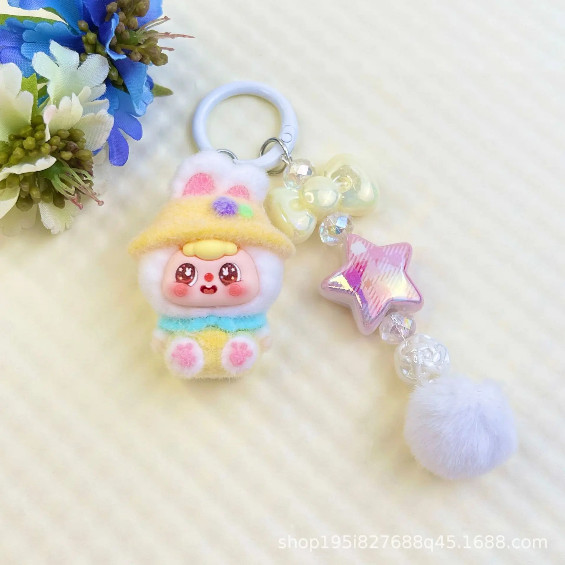 1PCSNew سلسلة مفاتيح سيارة للزوجين على شكل أذن أرنب ديكور هانر سلسلة مفاتيح عصرية