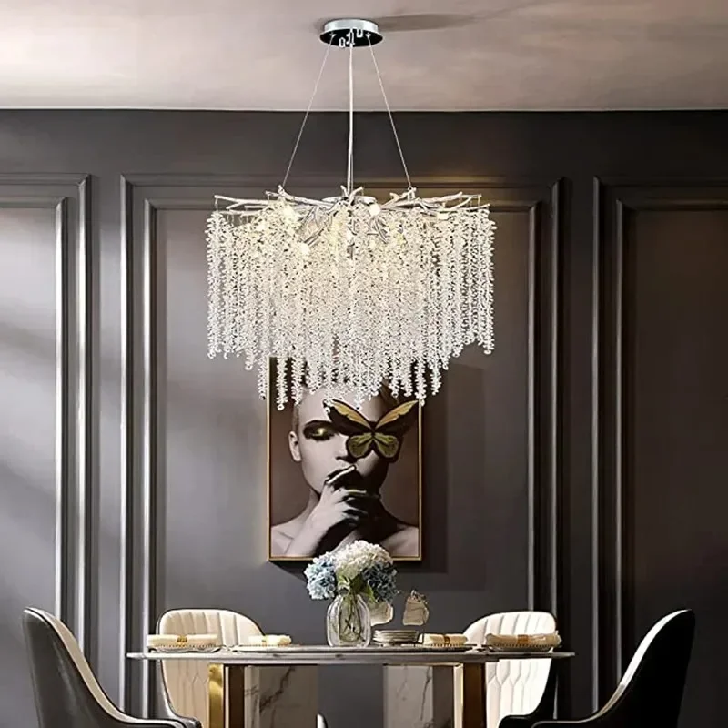 SANDYHA Crystal Branch Chandelier LED Fixture Artistic Villa Living Room Lobby Decor Modern Luxury Lighting