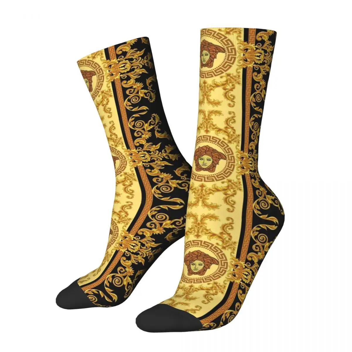 Golden Lion And Damask Ornament Men Women Socks,Windproof Beautiful printing Suitable for all seasons Dressing Gifts