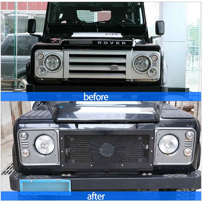 Stainless Steel Black Car Insect Screening Mesh Front Grille Net For Land Rover Defender 90 110 2008 -2019 Auto Styling Accessor