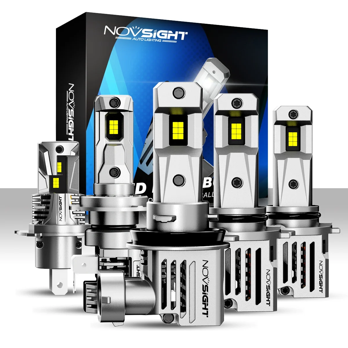 Novsight A500 N66 9005 HB3 H7 H11 H4 9003 HB2 LED Headlight Bulb 80W 15000LM 6500K Super Bright LED Lights for Car High/Low Beam