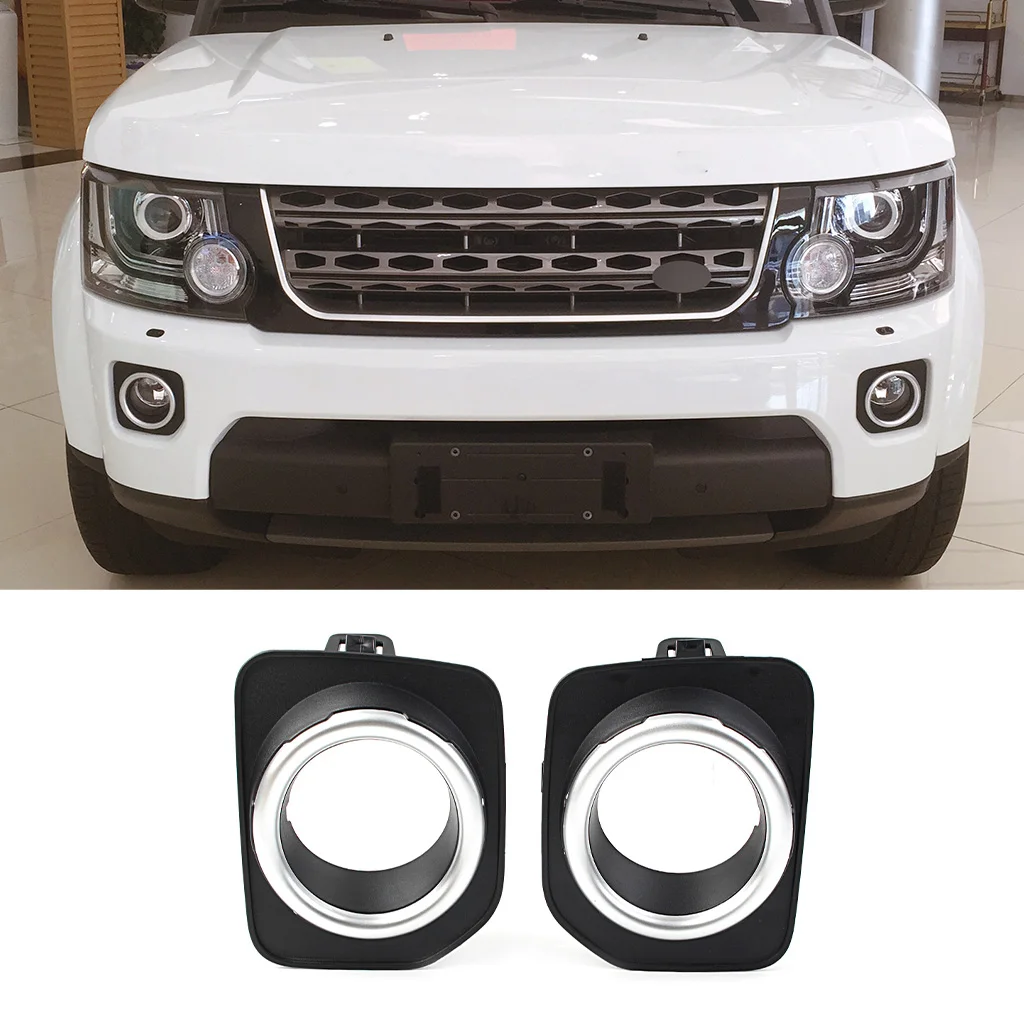 2Pcs Car Fog Light Lamp Bezel Cover Front Bumper For Land Rover LR4 Discovery 4 2014 2015 2016 Car Accessories