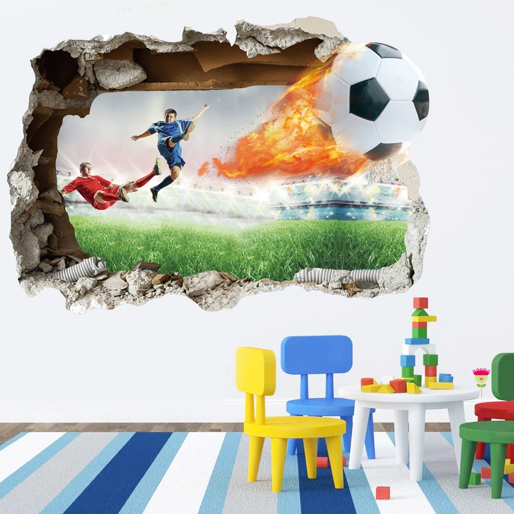 Creative Football Soccer ball wall stickers living room bedroom wall decals boys room decoration