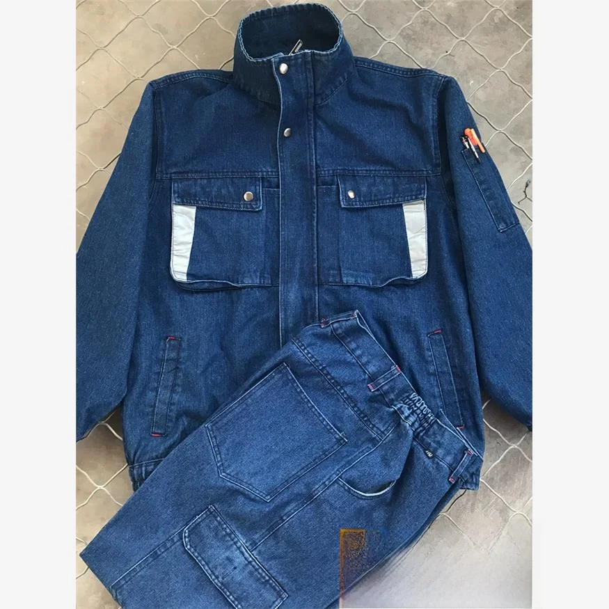 

Утолщенный рабочий костюм из чистого хлопка с двойным слоем и воротником-стойкой для мужчин, спецодежда, прочный, термостойкий