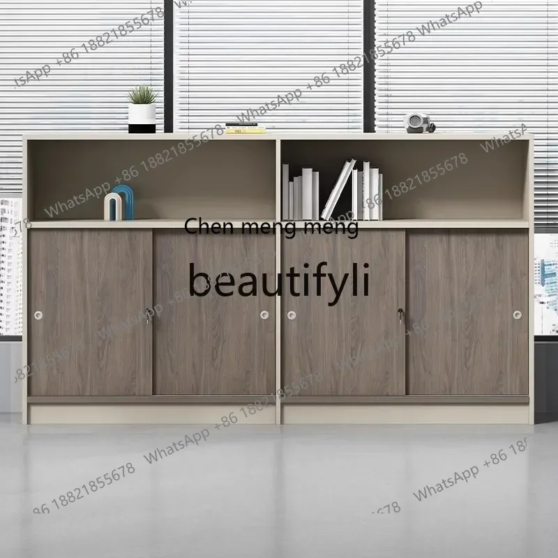 cn8617 ss Office Partition Cabinet Sliding Door Company File Low Cabinet Printer Archive Wooden Document Cabinet