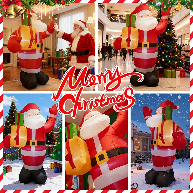 

7.6-Foot Giant Inflatable Santa Decoration (with Gift Bag) — A large outdoor Christmas decoration equipped with warm white LED