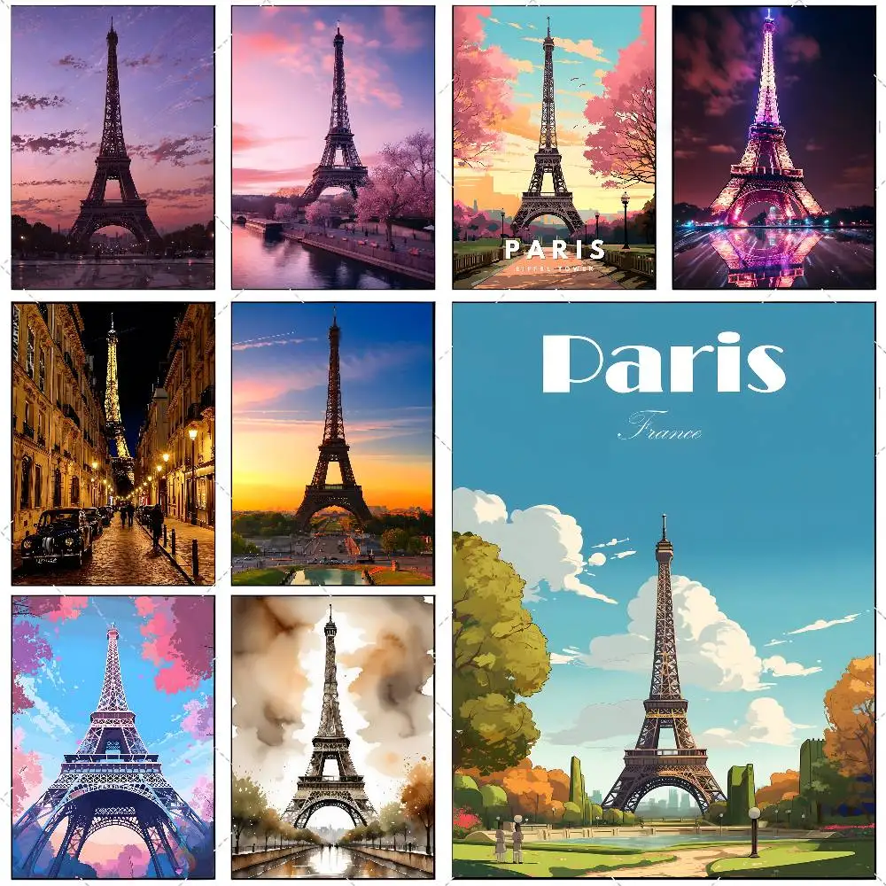 

Плакат с Эйфелевой башней, художественная наклейка высокой четкости, самоклеющееся водонепроницаемое украшение для дома
