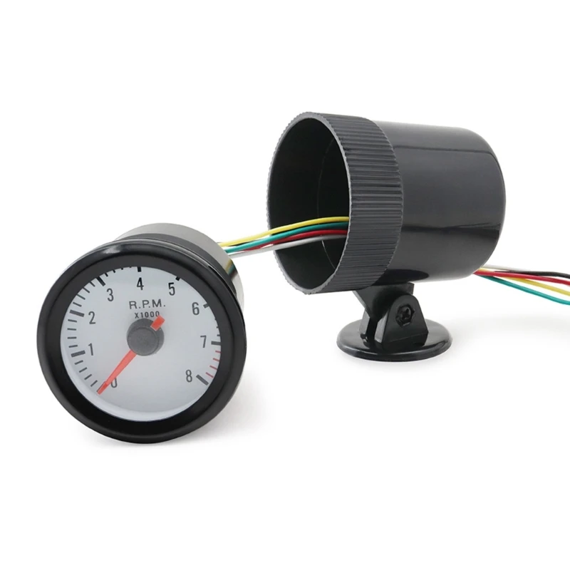 0-8000RPM 2 Inch 52mm Tachometer Gauge With Blue LED Light Rings Suitable For Car And Motorcycle 1-8 Cylinder Gas Engine X37F