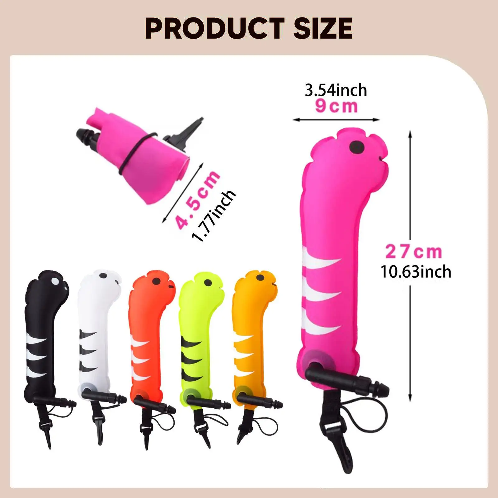 Surface Marker Buoy Easy Inflation Mini with Clip Diving Gear ,Inflatable Buoy ,Smb Tube for Accessory Water Sports