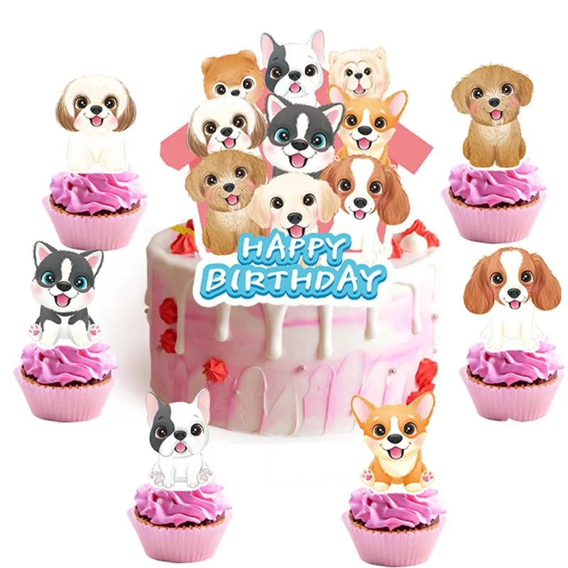 Cupcake-Topper für Hunde, für Welpen, alles Gute zum Geburtstag, Kuchendekoration, Adoption, Party-Dekoration, Hundeburtstagstorte, Party-Dekorationszubehör