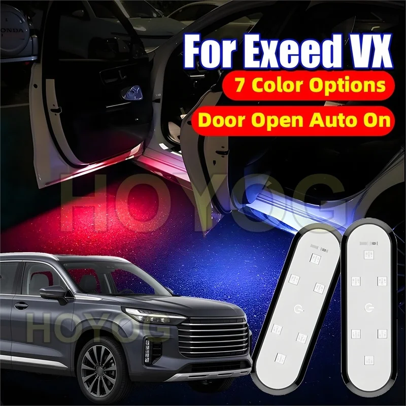 Fit for Exeed VX 2020-2026 USB Rechargeable Wireless LED Car Door Light with a Magnetic Sensor for Puddle Lighting