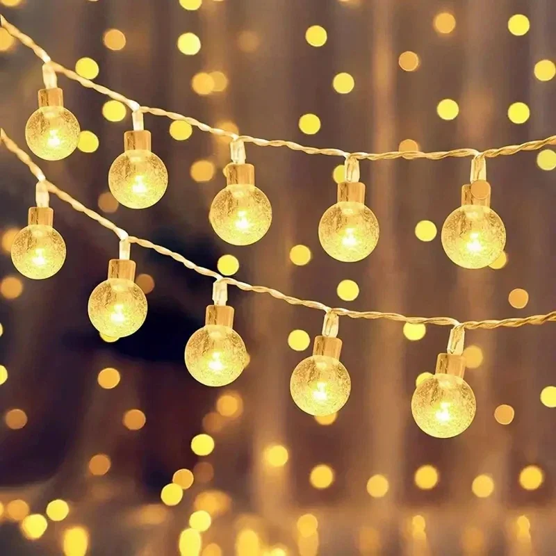 Cadena de luces LED en forma de bola para acampar al aire libre, dosel, tienda, luces decorativas para jardín, accesorios, decoraciones navideñas