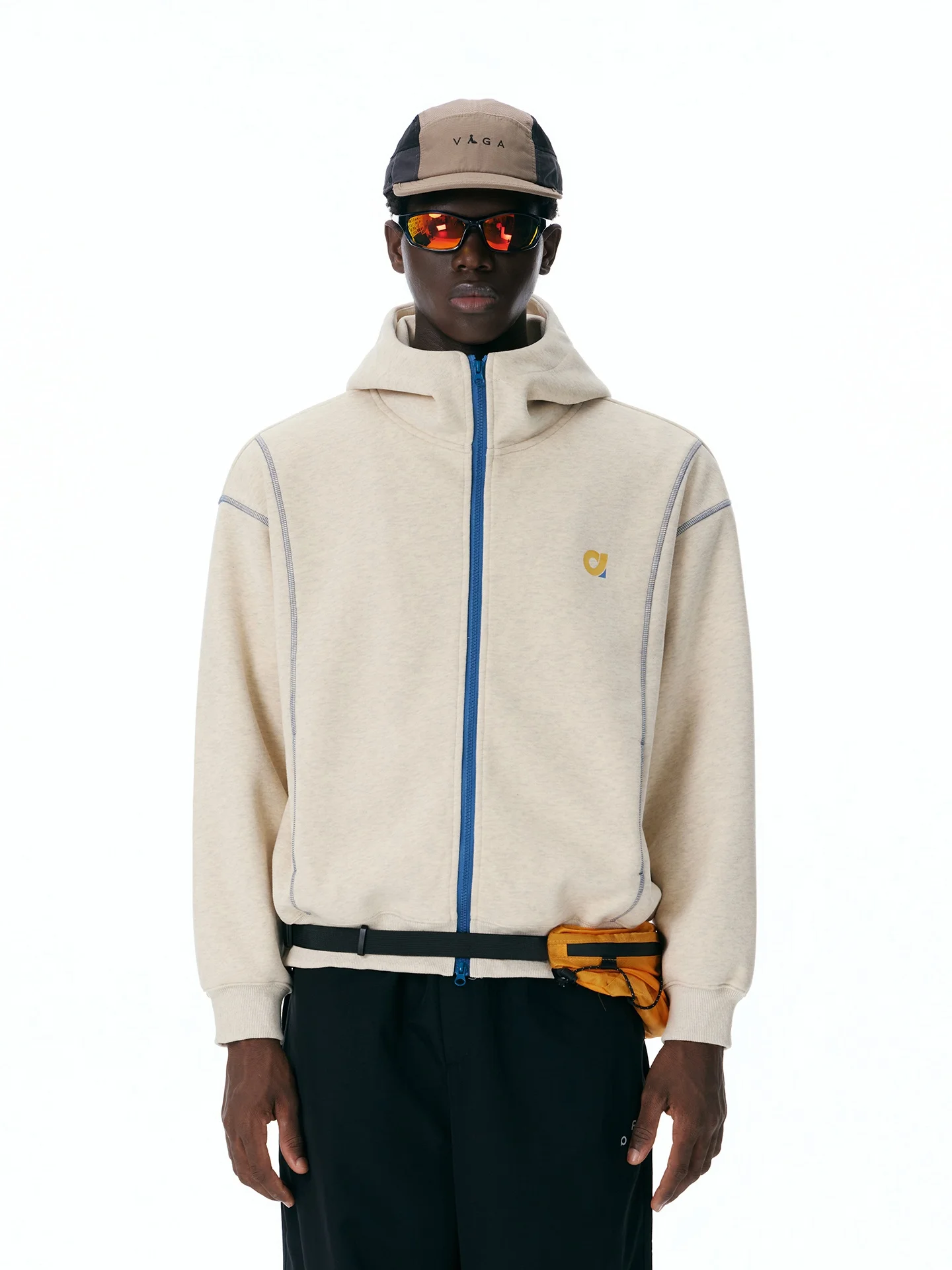 Artannie American Contrast Color Stitching Open Cardigan Hoodie Men's 2026 Autumn New Sport Design Outerwear Casual Style Zipper