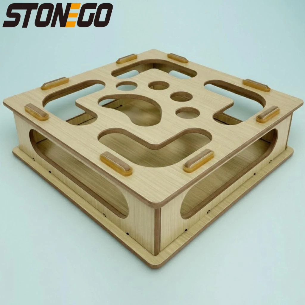 

Интерактивная игрушка для кошек из массива дерева: трек с мячиком-головоломкой и лазательной рамой, в комплекте мячик с мятой. Милый тренажер для котят.