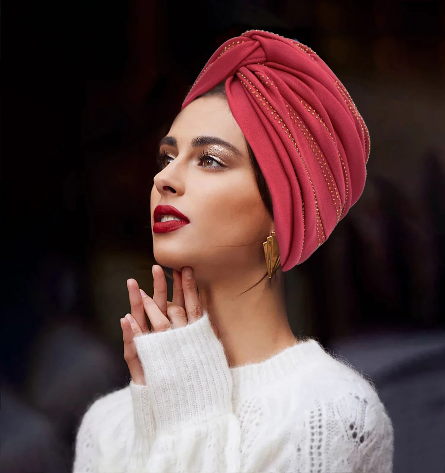 Female Head Wraps Turbante Mujer Ramadan Headwear 2024 Diamonds Turban Cap for Women Muslim Women Headscarf Bonnet African