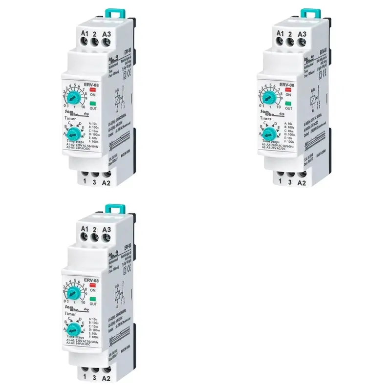 CYCLI-3X ERV-08 On Delay Multifunctional Time Relay Electronic Adjustable (0,1Sec.-100 Hours)