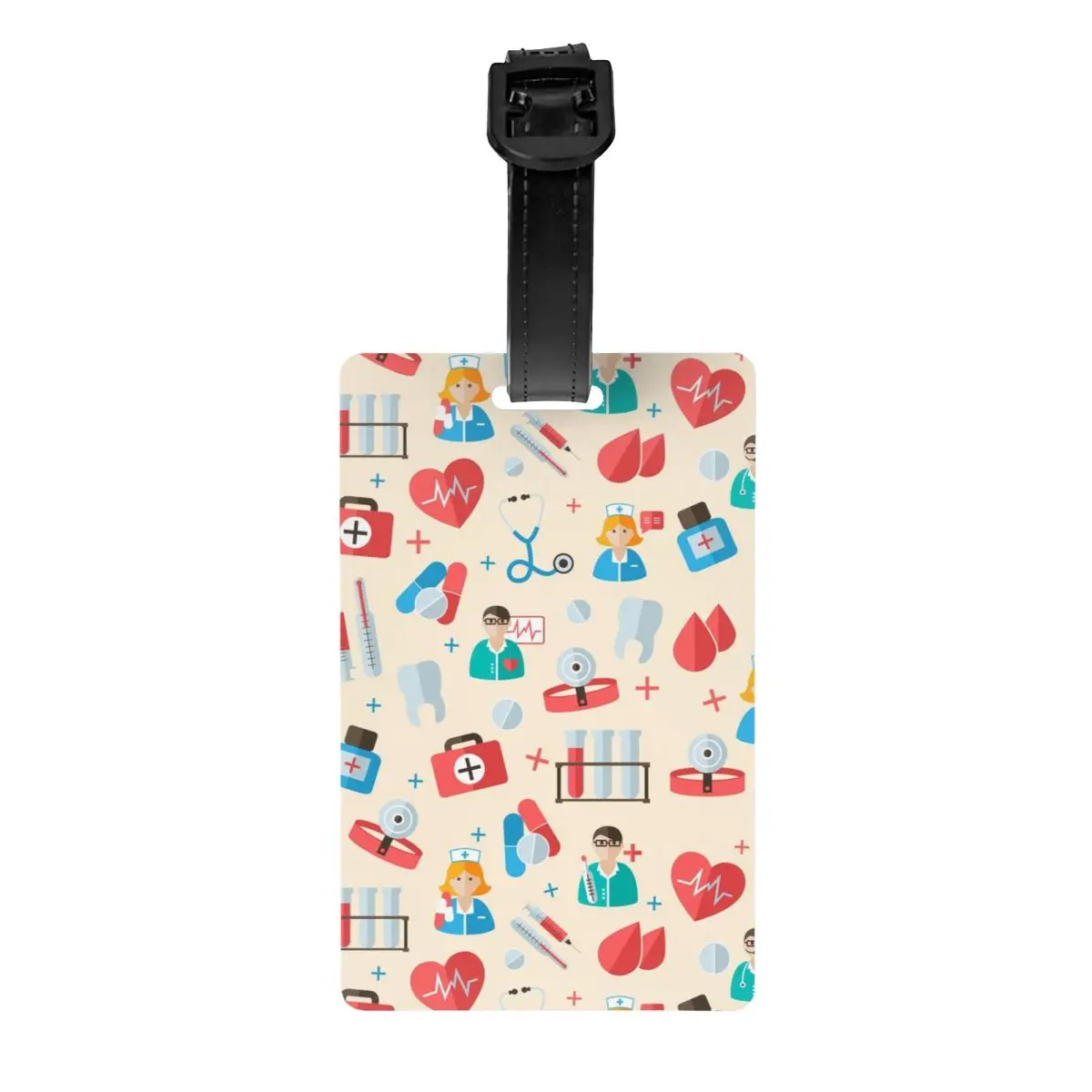 Custom Cute Cartoon Nurse Luggage Tag for Suitcases Nursing Medical Print Privacy Cover Name ID Card