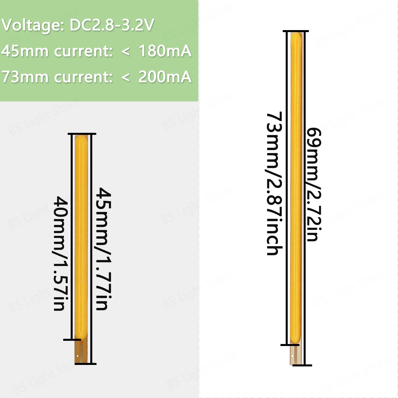 10 pz DC3V 45mm 73mm Edison Hard COB LED elettrodi a filamento positivo e negativo omopolarità accessori parti lampada fai da te calda