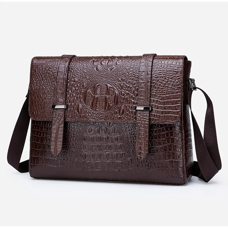 2023 novo jacaré masculino crossbody saco ocasional de negócios couro mensageiro do vintage bolsas ombro sacos