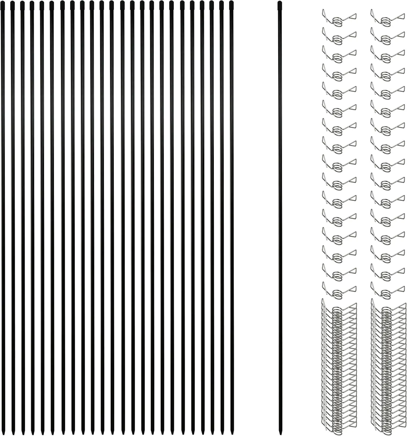 

45,3-дюймовые 25 шт. электрические ограждения из стекловолокна с 100 металлическими петлями, временные колья для защиты животных и сада