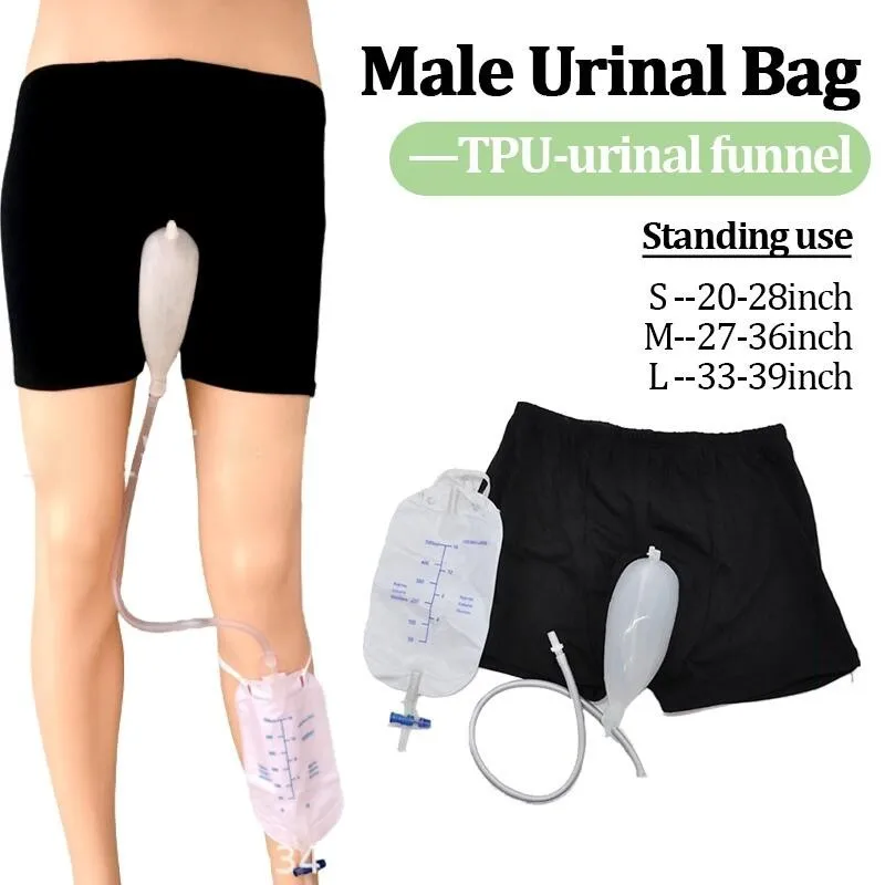 Men\'s Urinal Drainage Bag Leg Brace Reusable Pee Collection Bag Men/elderly Incontinence Underwear Leak Proof Urinal System