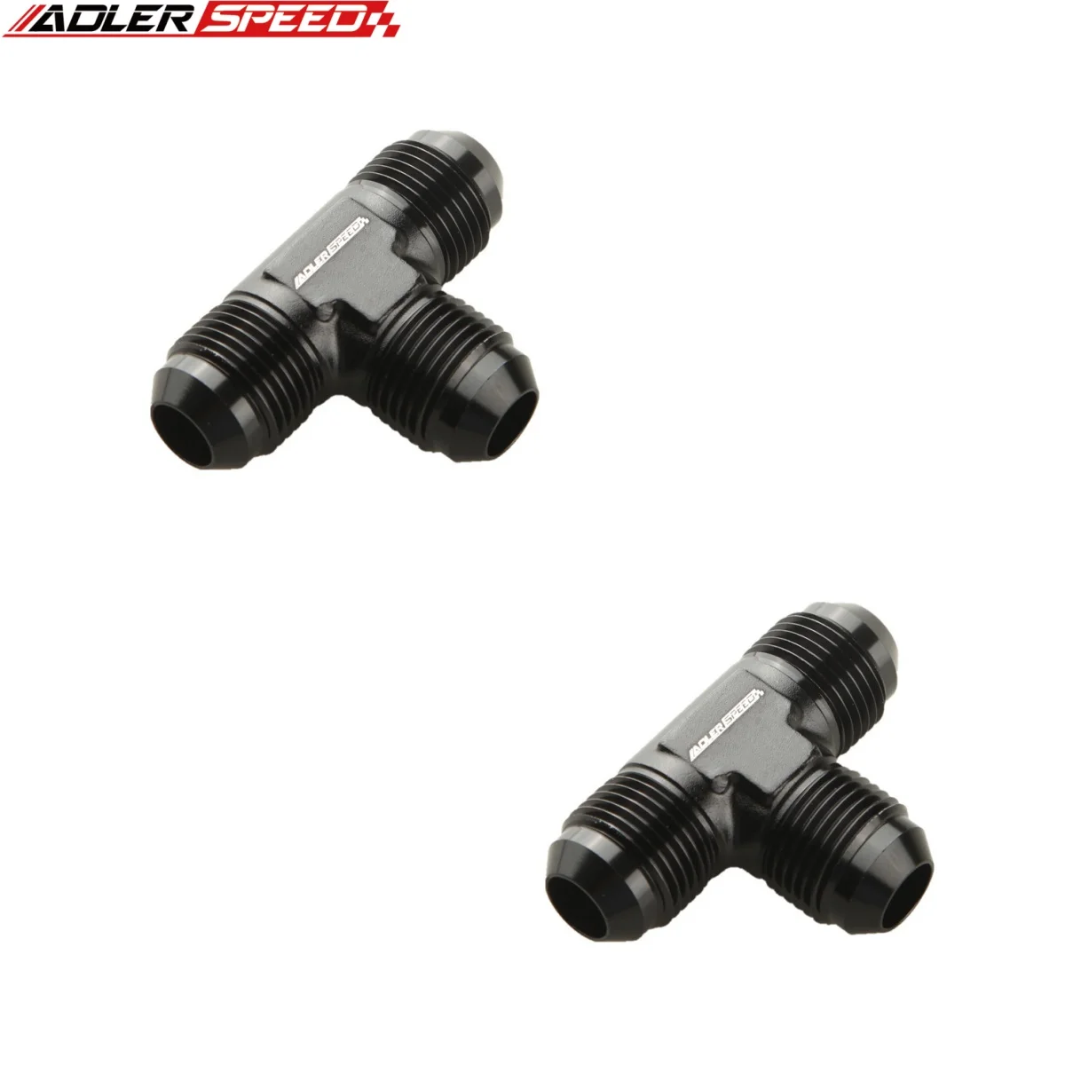2pcs Aluminum Junction Coupler Hose Adapter Hose Tee T-piece Adapter Connector Fitting Thread AN4 AN6 AN8 AN10 AN12 Black/Blue